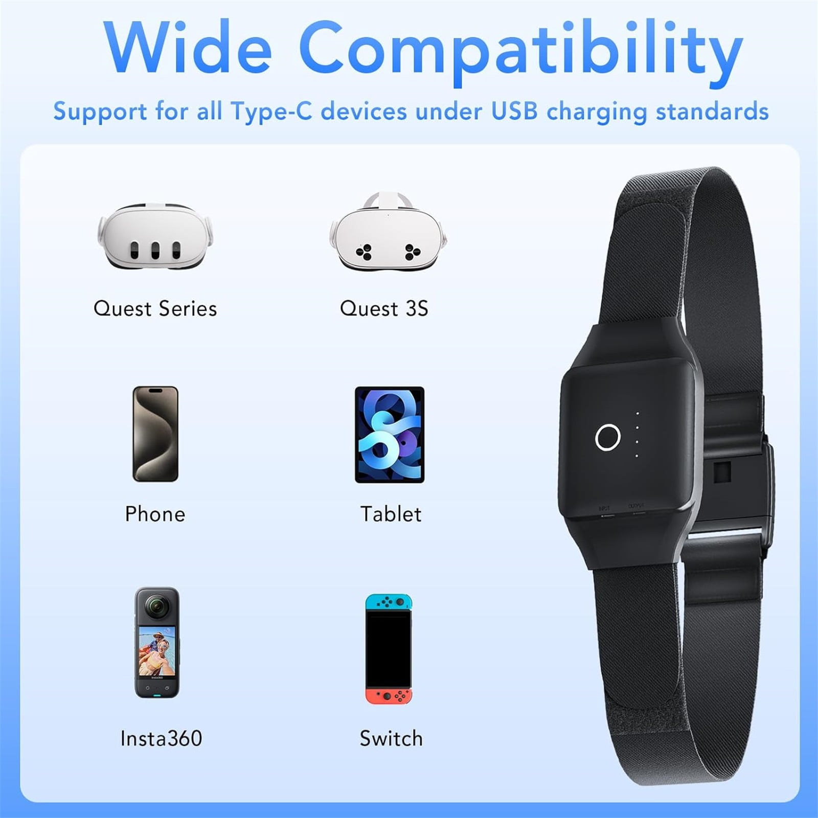 10000mAh Battery Pack Compatible with Meta Oculus Quest 3S/3/2 30W Fast Portable Charger USB C Power Bank with Belt Accessories for Quest 3 S/3/2/iPhone 17/16, Unique Gifts for Women&Men
