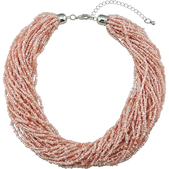 Bocar Multiple Strand Handmade Beaded 16" Statement Collar Necklace for Women