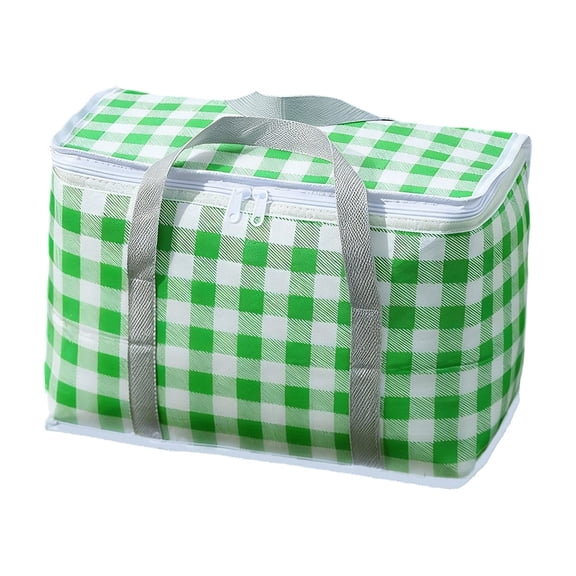 Foldable Insulated Picnic Basket, Large Capacity Aluminum Foil Cooler, Thickened Thermal Camping Bag, Portable Outdoor Travel Picnic Box, Reusable Food Drink Storage Basket