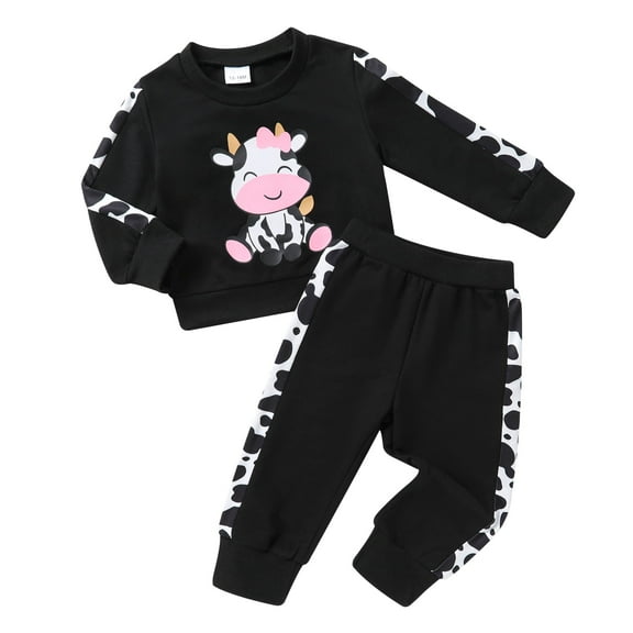 Happy Town Toddler Baby Girl Sweatsuit Fall Winter Long Sleeve Sweatshirt and Sweatpants Clothing Set for Girl