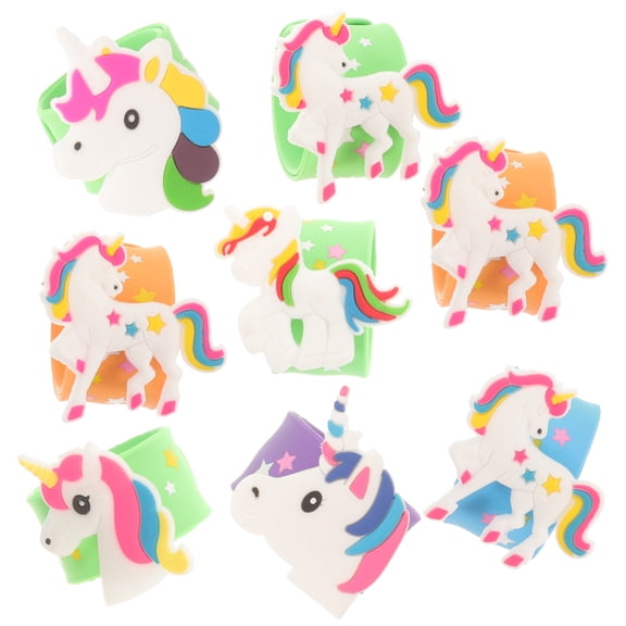 FELTECHELECTR 8Pcs Snap Wristbands Slap Bracelets For Kids Birthday Party Goodie Bags Stuff 10.6x1x0.1in