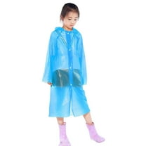 Kids Rain Jacket,Lightweight Poncho Raincoats Solid Color Buttoned Thick Rainwear for Boys Girls Spring Summer Autumn Rain Protection,Girls Rain Jacket,Blue,One Size