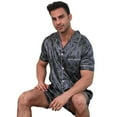 thumbnail image 4 of Men's silk satin pajama set short-sleeved buttons pajamas (with pockets), 4 of 8