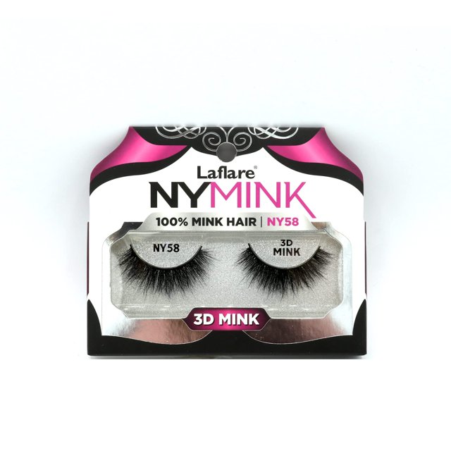 Pestañas de visón Laflare 3D NY pestañas de pelo de visón real, maquillaje de lujo, luz natural, variedad de moda, reutilizables, pestañas de pelo de visón real de varias capas (NY58)