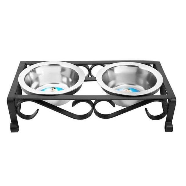 Indipets 90042 Mangeoire Surélevée en Fer Forgé de 1 qt, Noire