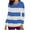 Blue, variant on Aofany Women's Scrubs Tops Stripes Long Sleeve Shirts Dressy V-Neck Healthcare Top Medical Workwear Tee with Pockets