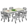 thumbnail image 4 of ChaoLink Kids Table and 6 Chairs Set Height Adjustable Toddler Table and Chair Set, Graffiti Desktop, Children Learn Activity Table for Kids Study Table for HomeDark Gray, 4 of 6