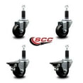 thumbnail image 2 of 3 Inch Hard Rubber Wheel Swivel 1-1/8 Inch Expand Stem Caster Set 2 Brakes SCC, 2 of 2