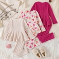 thumbnail image 5 of LYHaoo Girls Long Sleeve Heart Print Solid Color Matching Top Skirt And Slim Fit Pants Three Piece Outfit Girls Outfit Sets Sizes 2-3 Years(Pink), 5 of 6
