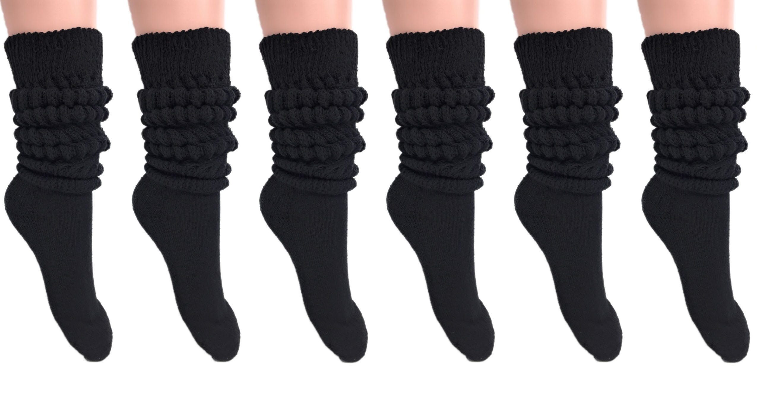 AWS/American Made - Heavy Slouch Socks for Women Black 6 Pair Size 9-11 ...