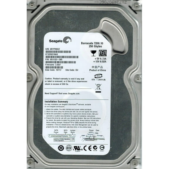 Seagate ST3250310AS P/N: 9EU132-305 F/W: 3.AAF 250GB SU