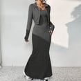 thumbnail image 2 of Conjuntos de 2 piezas, abrigo y vestido para mujer, cuello redondo, vestido largo maxi, moda, manga larga, noche, damas, fiesta callejera, vestidos otoño invierno, 2 of 5