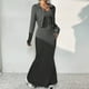 thumbnail image 2 of Conjuntos de 2 piezas, abrigo y vestido para mujer, cuello redondo, vestido largo maxi, moda, manga larga, noche, damas, fiesta callejera, vestidos otoño invierno, 2 of 5