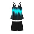 thumbnail image 7 of Babcutegg Women's Sleeveless Printed Bikini Set 2 Piece Push Up Padded Swimsuit Halter Top Ruched Bottom Bathing Suit Black Size S, 7 of 7