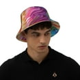 thumbnail image 4 of KLL Rainbow Melting Ice Cream Bucket Hat for Women Men Packable Travel Beach Sun Hat Outdoor Rave Accessories Reflective Fisherman Cap, 4 of 7