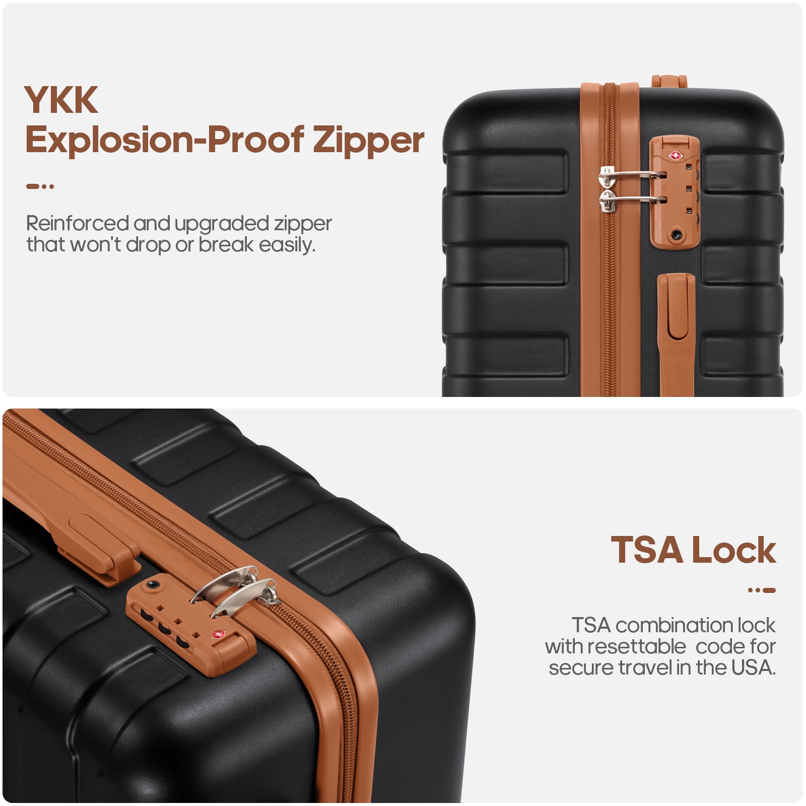 MIUSSE Carry on Luggage Set 3 Piece Hard Shell Luggage Sets with YKK Zipper Spinner Wheels TSA Lock Carry on with Backpack Set