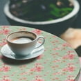 thumbnail image 2 of Ambesonne Flowers Fitted Round Tablecloth, Retro Spring Blossoms, 56"- 60" Diameter, Mint Pink, 2 of 5