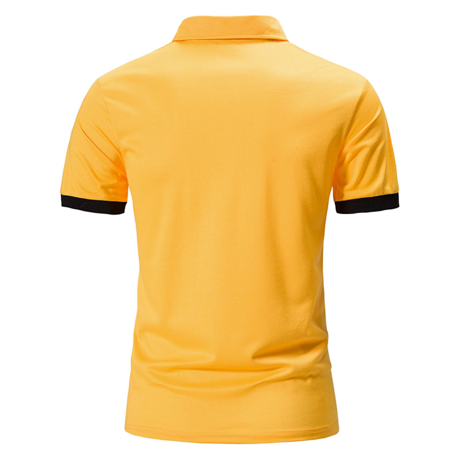 B91xZ Workout Shirts Men Spring Summer Sports Leisure Top Shirt Wicking Cotton  Lapel Short Sleeve T Big & Tall Shirts for Men Polo Shirts For Men Yellow S  