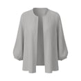 thumbnail image 6 of LEKWK Cardigan for Women Open Front 3/4 Puff Sleeve Pleated Shrugs Loose Fit Ribbed Lightweight Outerwear Fall Fashion Elegant Casual Outfits, 6 of 6
