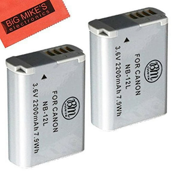 BM Premium 2-Pack of NB-12L Batteries for Canon Legria mini X, PowerShot N100,PowerShot G1 X Mark II Digital Camera