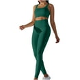 thumbnail image 2 of Wyongtao Womens Workout Sets 2 Piece Seamless Yoga Outfits Leggings and Tank Top Matching Gym Athletic Clothing Set,Green M, 2 of 6