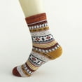 thumbnail image 4 of Lmnyox Women's Winter Vintage Socks 5 Pairs Thick Warm Print Crew Socks Soft Comfy Knit Socks for Women, 4 of 7