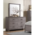 thumbnail image 2 of 5pc Gray Bedroom Set Twin Bed Chest Nightstand Dresser Mirror Upholstered HB Wooden Bedroom Furniture, 2 of 7