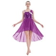 thumbnail image 5 of IBTOM CASTLE Women Sequin Lyrical Dance Dress Adult Contemporary High Low Tulle Chiffon Skirt Praise Dancewear XL Purple, 5 of 8