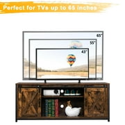 Ktaxon Farmhouse TV Stand for 65 TVs, Rustic Natural Brown Entertainment Center, Barn Doors TV Cabinet with Storage Cubes Furniture