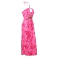 thumbnail image 2 of Franhais Women Long Dress, Lacing Halterneck Hollowed Backless Flower Print Summer Party Beach Slit Dress, 2 of 9