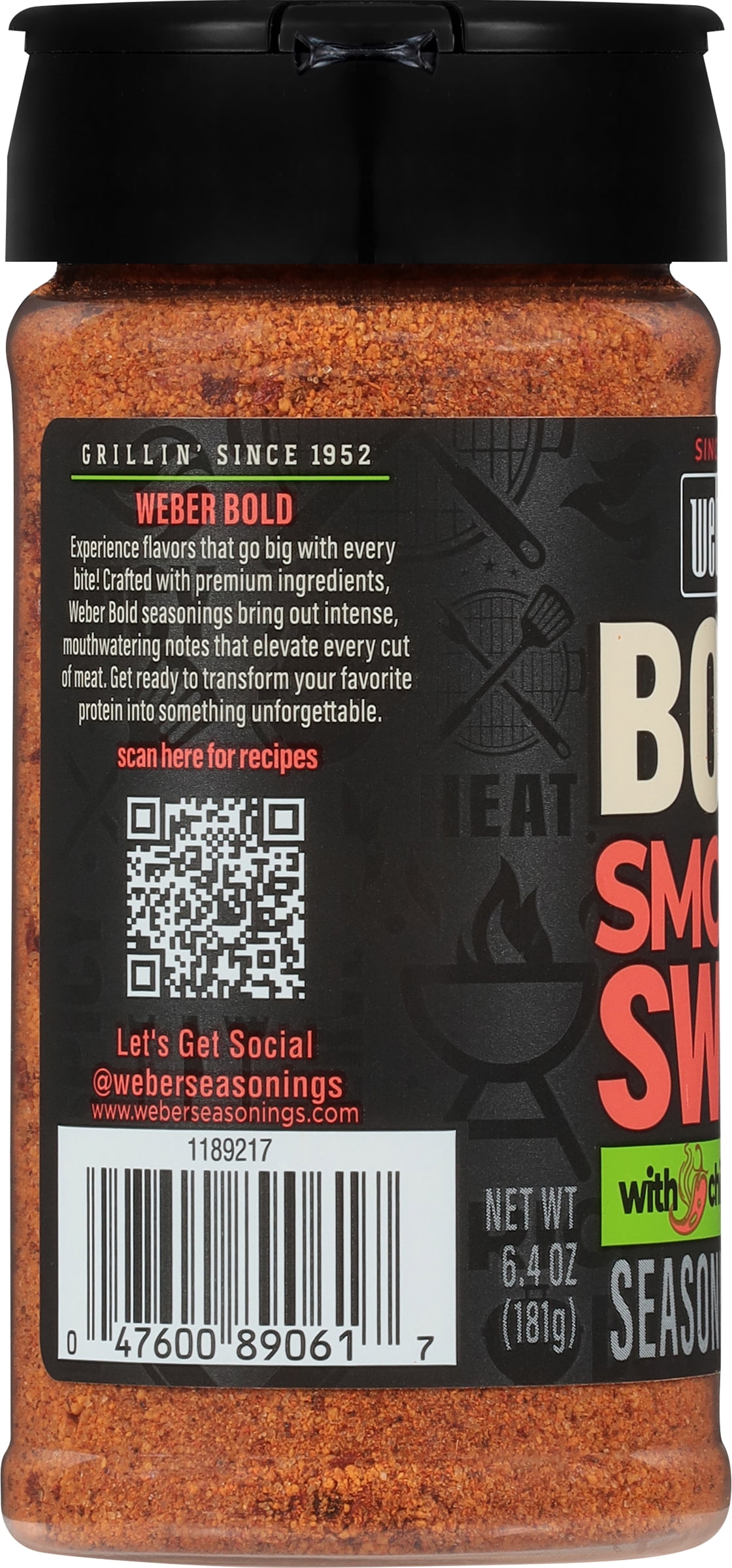 (3 pack) Weber BOLD Smoky & Sweet Seasoning with Chipotle Pepper, Seasoning Blend, 6.4 oz Bottle