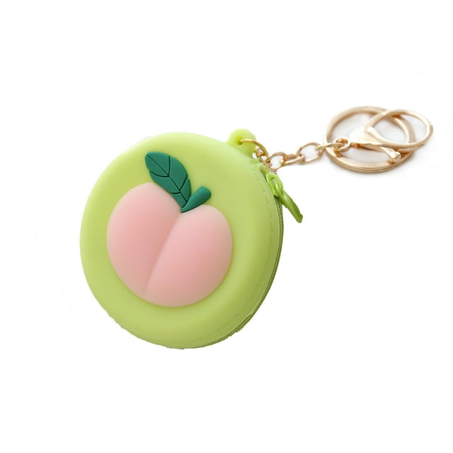 Coin Purse Silicone Cute Zipper Closure Gift Choice Women Change Pouch Wallet For Lipstick KeysRound, Peach