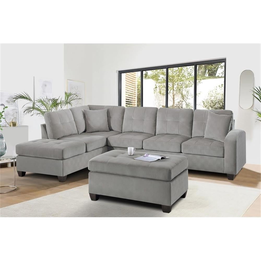Lexicon Emilio Velvet Upholstered Ottoman in Taupe