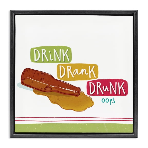 Stupell Industries Drink Drank Drunk Food & Beverage Painting Black Floater Framed Canvas Art Print Wall Art, 18 x 18