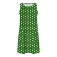 thumbnail image 5 of Cotton Dress Womens Sleeveless Floral Print Crewneck Racerback Tank Top Mini Dresses with Pockets Casual Summer (M, Green Dots), 5 of 6