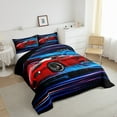 thumbnail image 2 of YST Red Race Car Bedding Set Full Extreme Sports Comforter Set,Speed Sport Car Game Duvet Insert Neon Gradient Glowing Line Bedding Comforters & Sets Kids Boys Room Dcorative,Lightweight 3pcs, 2 of 5