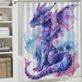 thumbnail image 5 of 4Pcs Fantasy Dragon Shower Curtain Set with Rugs, Toilet Lid Cover and Bath Mat, Watercolor Theme Purple Animal Mystical Bathroom Curtains Decor Shower Curtains, 72" x 72", 5 of 8