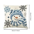 thumbnail image 2 of Funda de almohada azul con muñeco de nieve Funda de almohada con copos de nieve Funda de cojín para sofá de salón de estilo rústico navideño 45 x 45 cm, 2 of 6