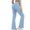 Blue, variant on WIZUTIZ Womens Leggings Flared with Pockets Vintage Relaxed Fitted Yoga Sweatpants Elastic Stretch High Rise Full Length Leggings Solid Pants for Lady Dance Clubs Green