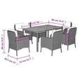 thumbnail image 4 of vidaXL 7 Piece Garden Dining Set with Cushions Grey Poly Rattan, 4 of 4