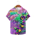 thumbnail image 6 of Feancey Funny Gifts Mardi Gras Men Hawaiian Shirt Short Sleeve Casual Button Down Shirts Carnival Themed Mask Printed Bowling Shirt Spring Tropical Beach Party Tops Multicolor L, 6 of 6
