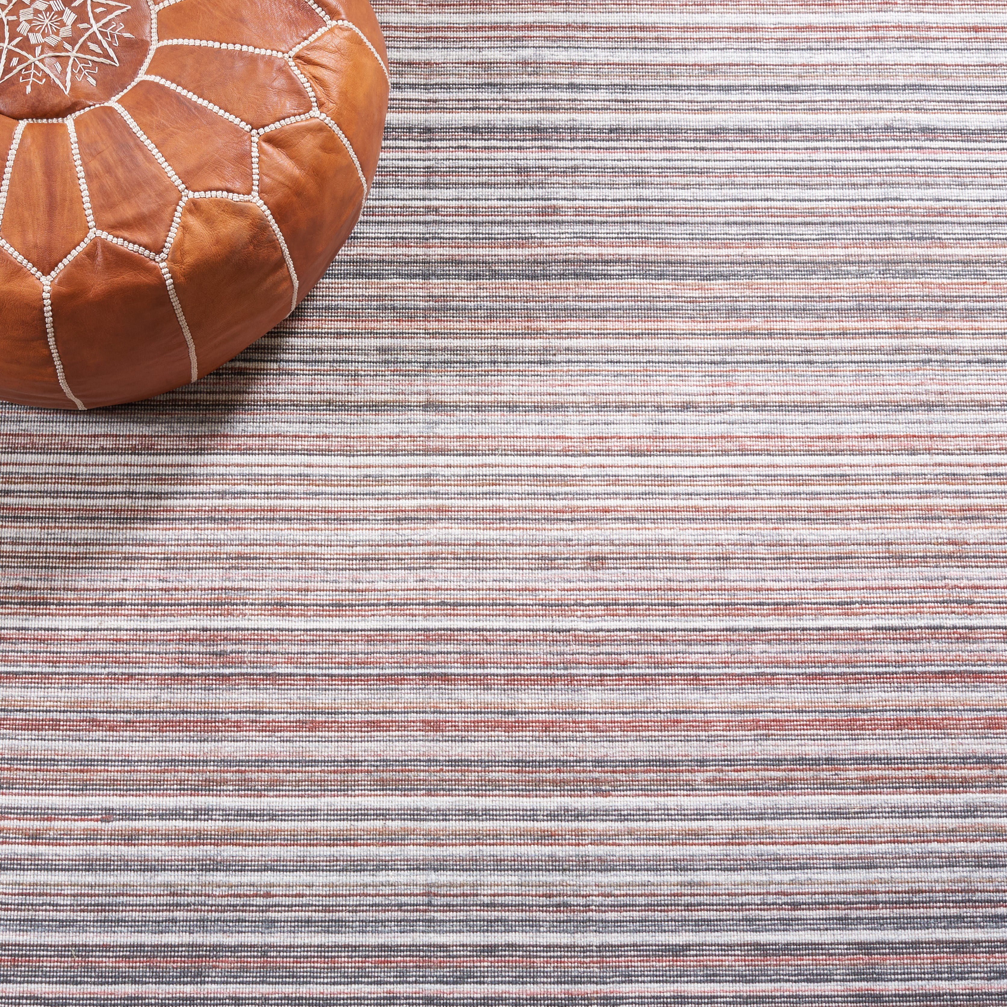 SAFAVIEH Kilim Xaviera Striped Polyester Area Rug, Red/Grey, 6' x 6' Square
