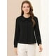 thumbnail image 2 of Blusa de cuello Peter Pan de manga larga con botones suizos para mujer Negro L, 2 of 6