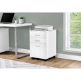 thumbnail image 3 of Monarch Specialties File Cabinet, Rolling Mobile, Storage Drawers, Printer Stand, Office, Work, Laminate, White, Contemporary, Modern, 3 of 4