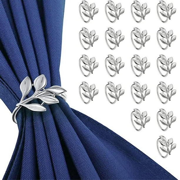 20 anillos de servilleta de hoja de plata - Anillo de servilleta de plata para servilletas de mesa - Anillos de servilleta de vacaciones Otoño N