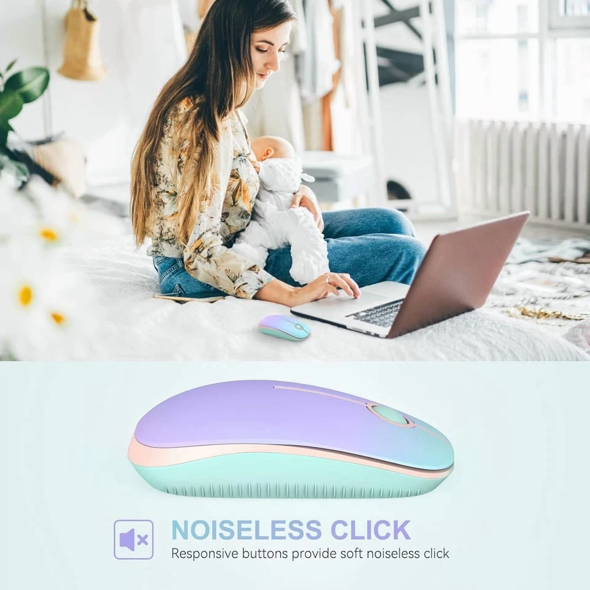 CRESTIN- Wireless Bluetooth Mouse,Led Dual Mode Rechargeable Silent Slim Laptop Mouse