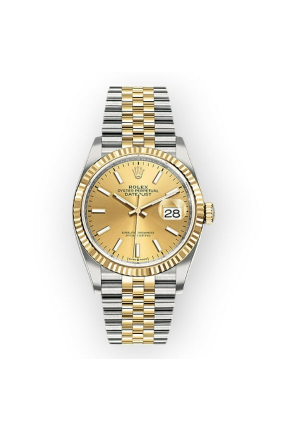 Pre-Owned Rolex Steel and Yellow Gold Rolesor Datejust 36 Watch 126233 Champagne Index Dial - Jubilee Bracelet