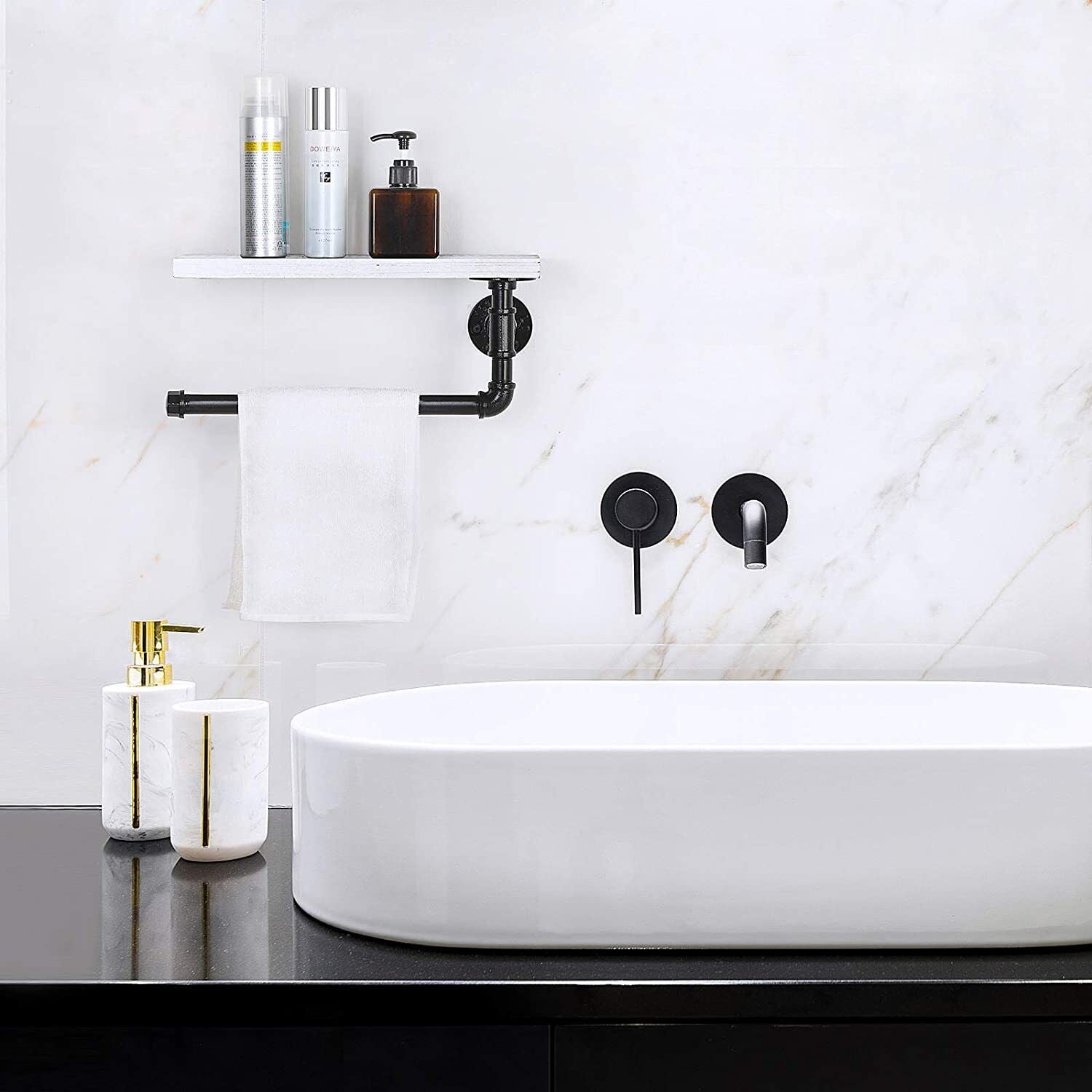 Paper Towel Holder w/ Shelf Wall-Mount Toilet Paper Holder for Bathroom Kitchen - Walmart.com