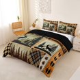 thumbnail image 2 of Castle Fairy Rustic Wood Patchwork Deer Duvet Cover Queen,Pine Cone Paw Plaid Birch Queen Bedding,Tan Cream Brown,Black Reversible,3-Piece,No Comforter,1 Duvet Cover and 2 Pillowcases, 2 of 5