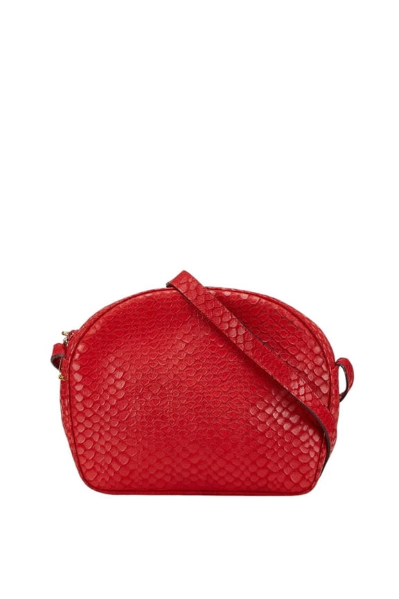 Pre-Owned Salvatore Ferragamo Embossed Shoulder Bag Red Leather Women's